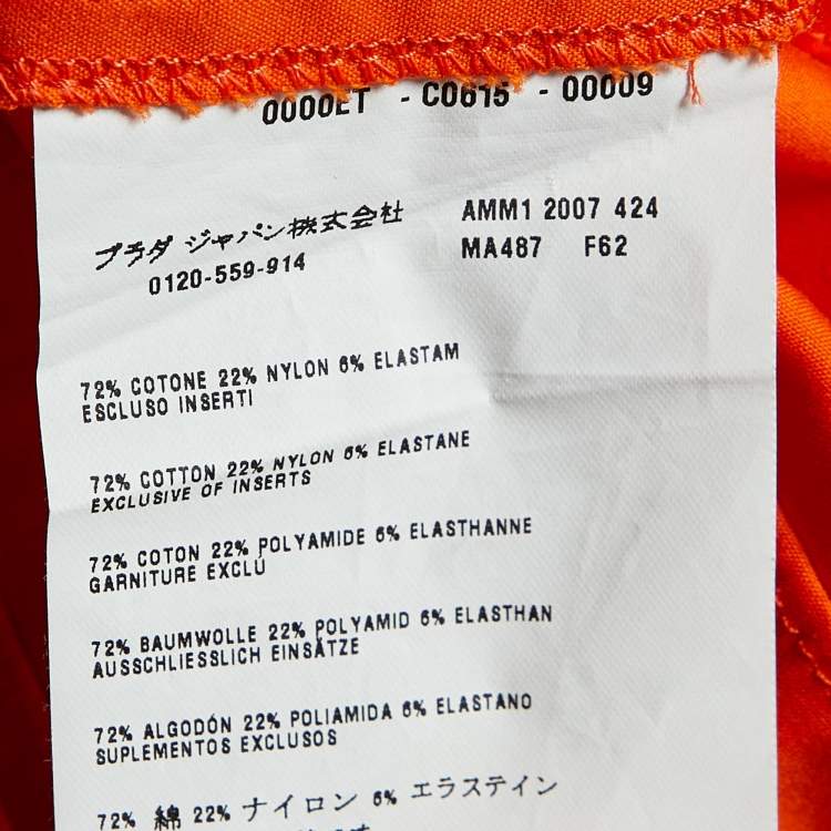 Pre Owned Miu Miu Orange Cotton Paneled Tie Detail Mini Dress S