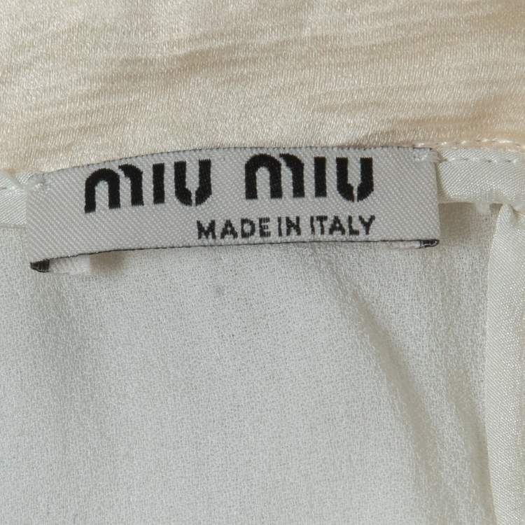 Pre Owned Miu Miu Blue Sequined Bow Embellished Sleeveless Top XS