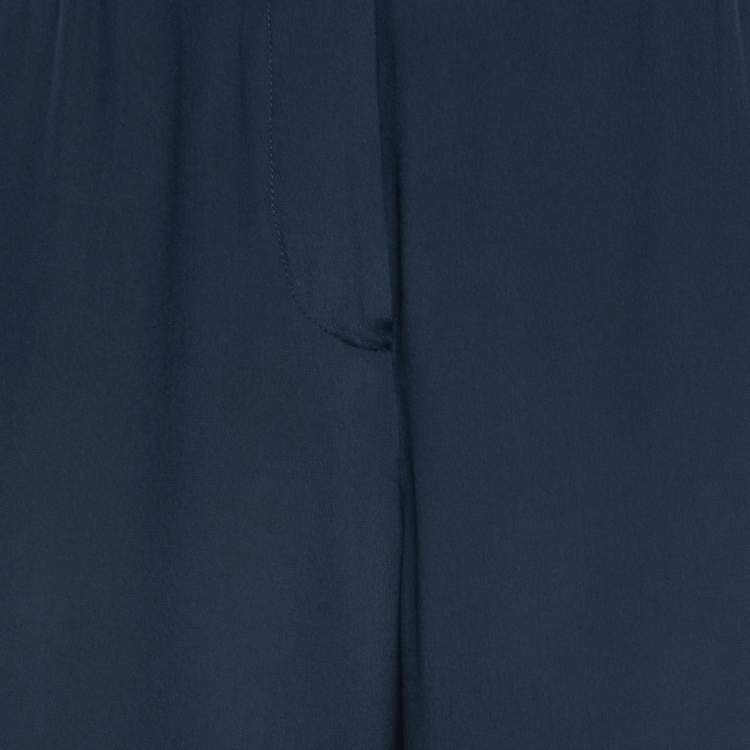 Pre Owned Miu Miu Navy Blue Crepe Embellished Cropped Trousers S