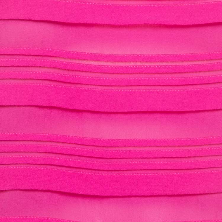Pre Owned Miu Miu Pink Silk Embellished Pleated Top S