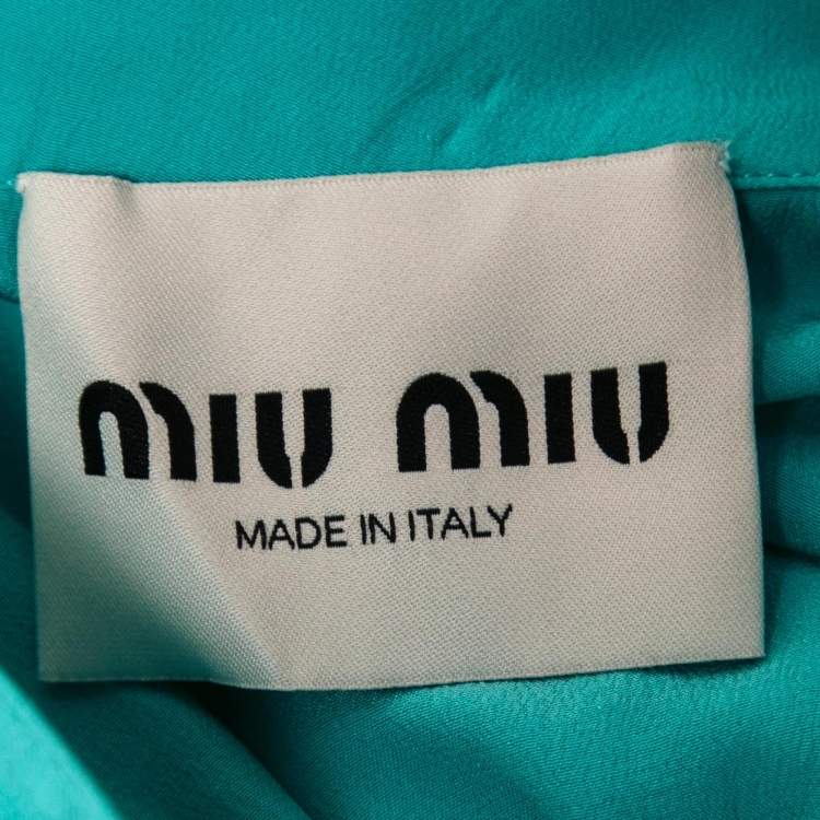 Pre Owned Miu Miu Turquoise Blue Silk Crepe de Chine Long Dress M