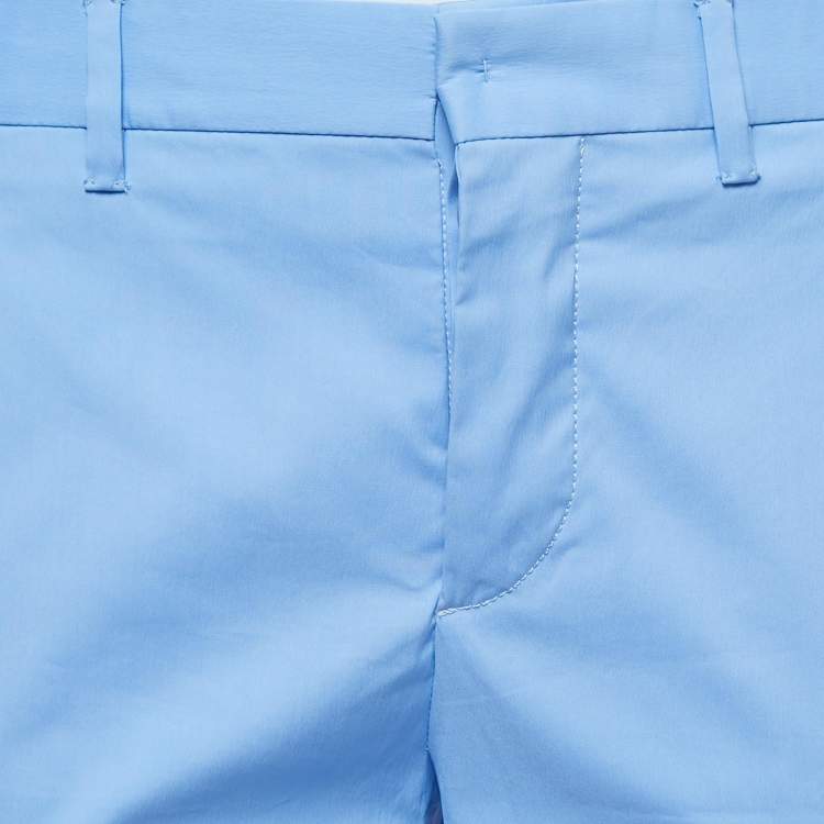 Pre Owned Miu Miu Blue Stretch Cotton Trousers S