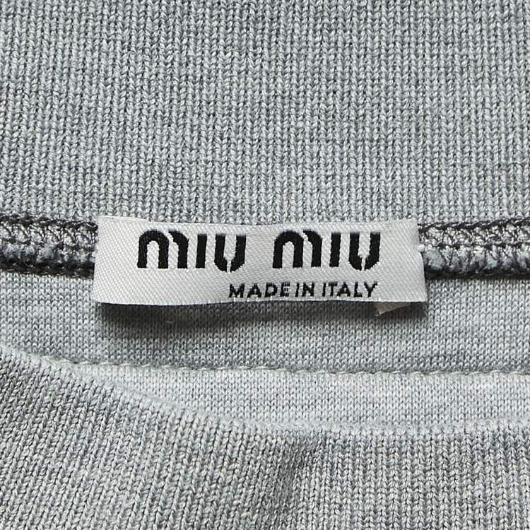 Pre Owned Miu Miu Grey Logo Embroidered Cotton Blend Joggers Crop Top Set S