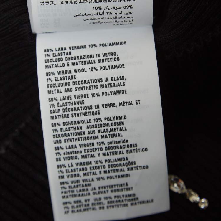 Pre Owned Miu Miu Black Ribbed Knit Crystal Embellished Bodycon Dress S