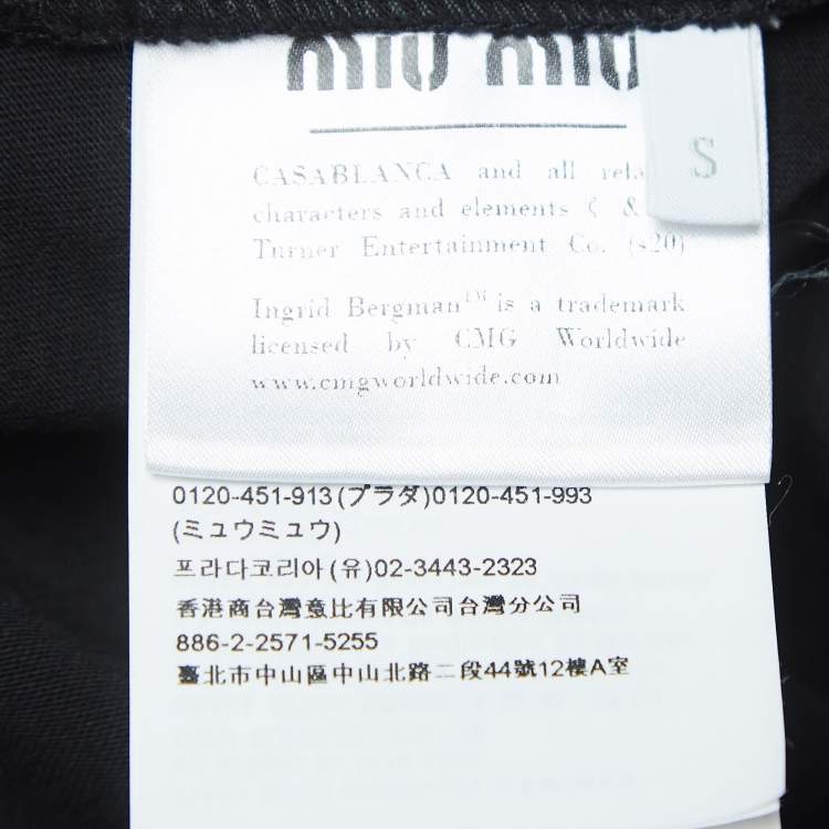 Pre Owned Miu Miu Black Casablanaca Kisses Print Distressed Cotton Half Sleeve T-Shirt S