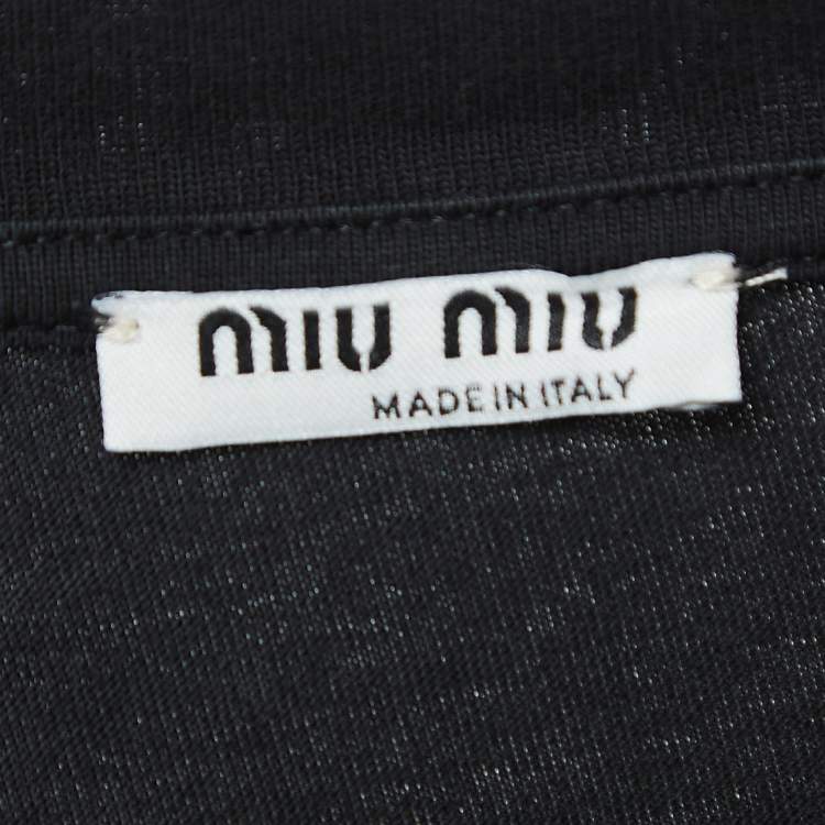Pre Owned Miu Miu Black Casablanaca Kisses Print Distressed Cotton Half Sleeve T-Shirt S