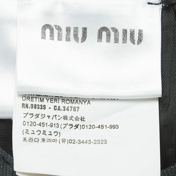 Pre Owned Miu Miu Grey Plaid Check Wool Blend Pencil Skirt XS