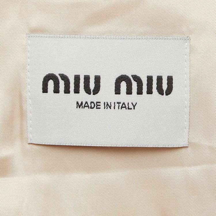 Pre Owned Miu Miu Beige Logo Applique Gabardine Oversized Jacket S