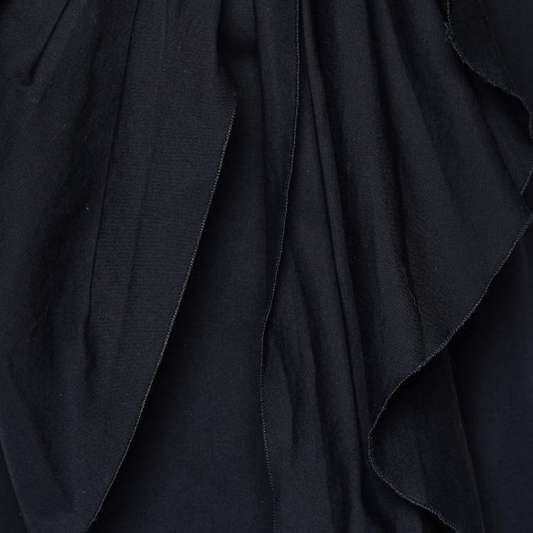Pre Owned Miu Miu Black Cotton Bow Neck Detail Mini Dress S