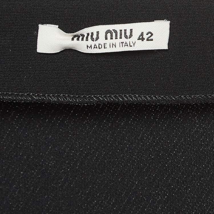 Pre Owned Miu Miu Black Crepe Tie-Up Detail Faille Cady Mini Dress M
