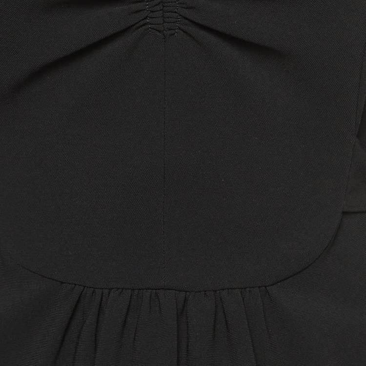 Pre Owned Miu Miu Black Crepe Tie-Up Detail Faille Cady Mini Dress M