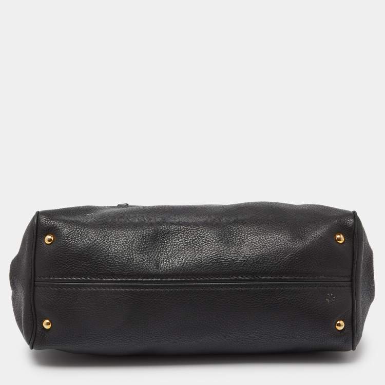 Pre Owned Miu Miu Black Vitello Leather Flap Satchel