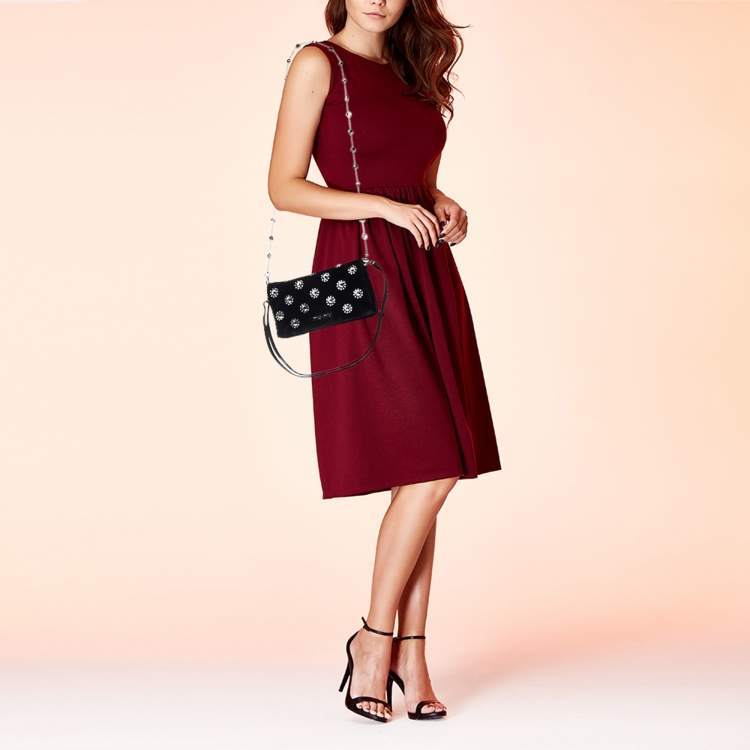 Pre Owned Miu Miu Black Velvet Embellished Starlight Shoulder Bag