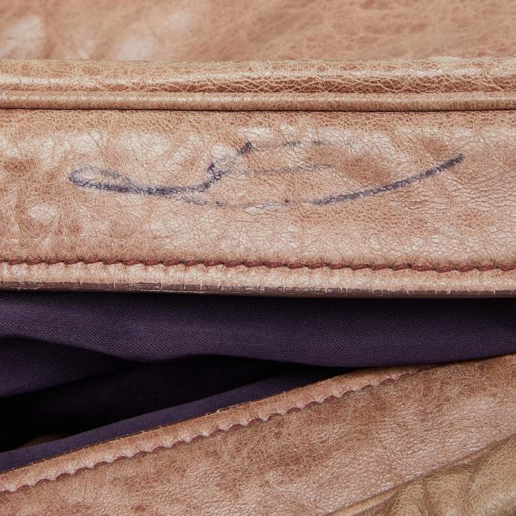 Pre Owned Miu Miu Dusty Pink Leather Lily Distressed Satchel