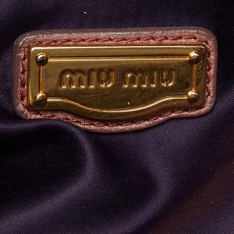Pre Owned Miu Miu Dusty Pink Leather Lily Distressed Satchel