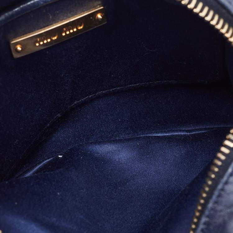 Pre Owned Miu Miu Blue Matelassé Leather Camera Crossbody Bag