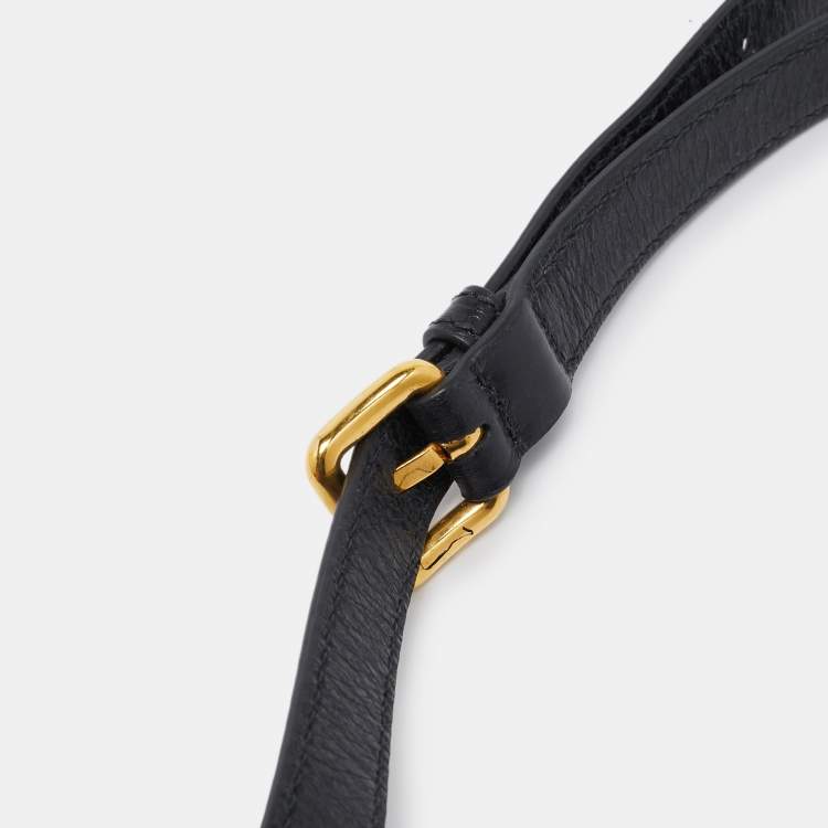 Pre Owned Miu Miu Black Vitello Leather Middle Zip Tote