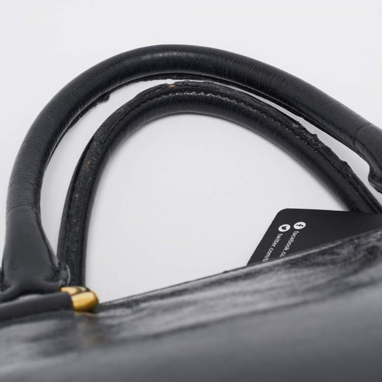 Pre Owned Miu Miu Black Vitello Leather Middle Zip Tote