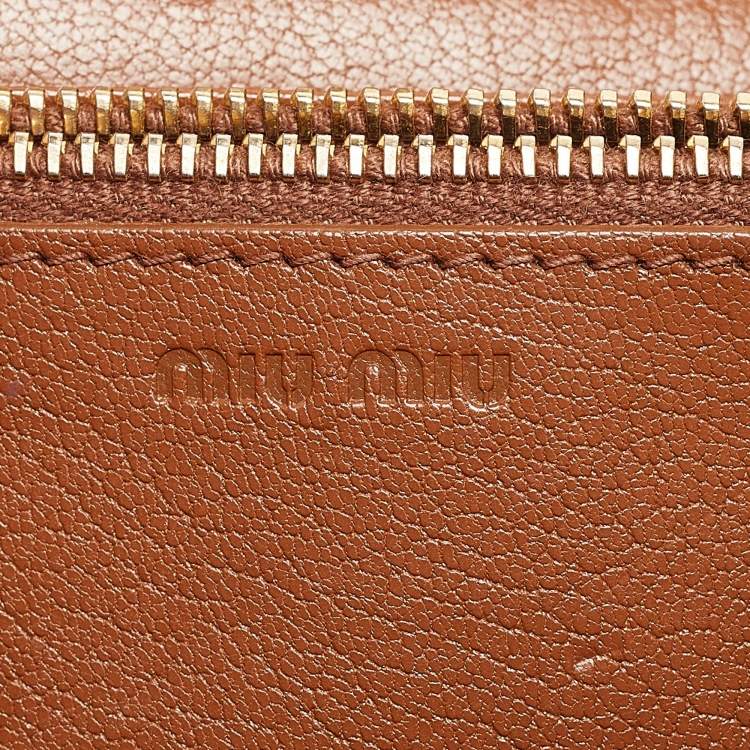 Pre Owned Miu Miu Brown Leather Studded Wallet on Chain