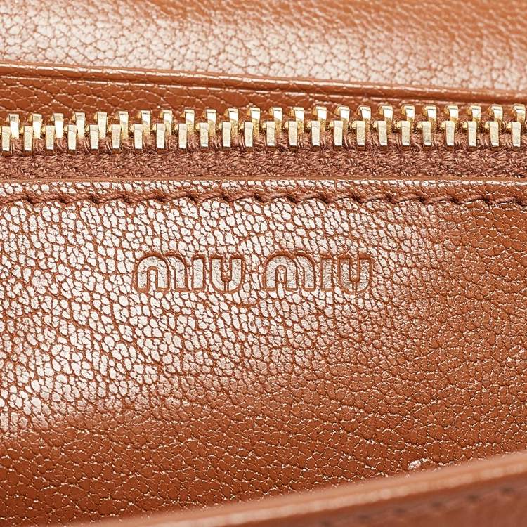 Pre Owned Miu Miu Brown Leather Studded Wallet on Chain