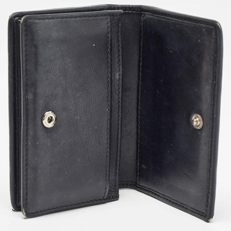 Pre Owned Miu Miu Black Matelasse Leather Business Card Holder