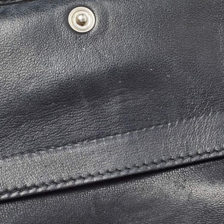 Pre Owned Miu Miu Black Matelasse Leather Business Card Holder