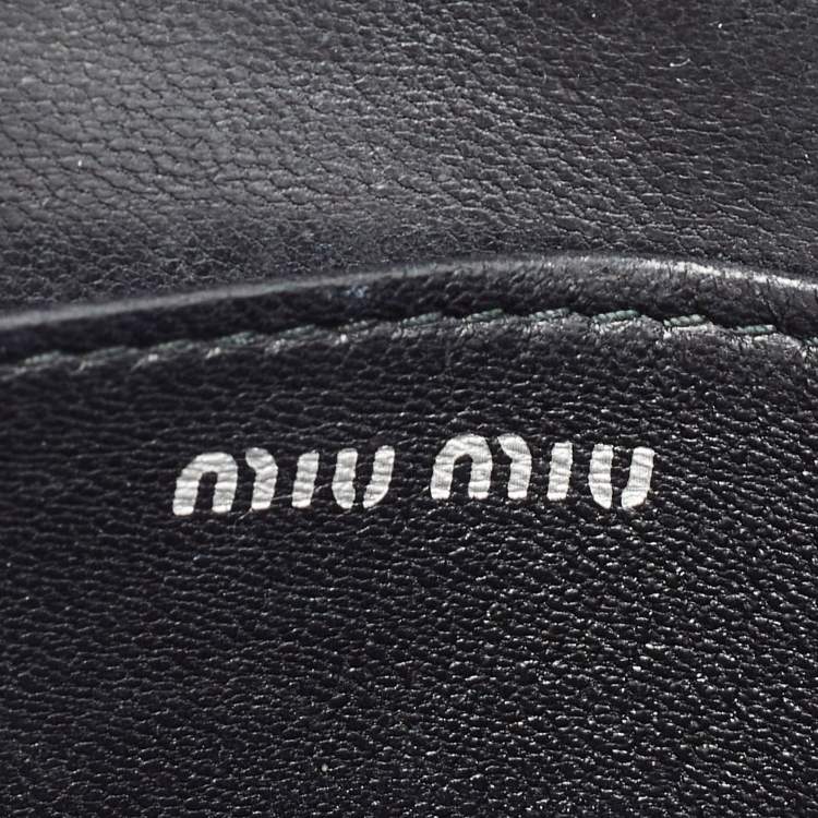 Pre Owned Miu Miu Black Matelasse Leather Business Card Holder