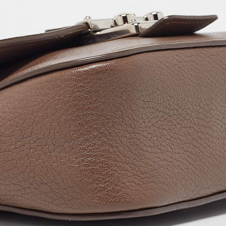Pre Owned Miu Miu Beige Madras Leather Pushlock Flap Shoulder Bag