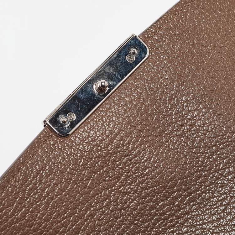 Pre Owned Miu Miu Beige Madras Leather Pushlock Flap Shoulder Bag