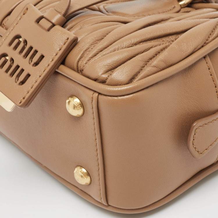 مملوكة مسبقًا Miu Miu Brown Matelassé Leather Arcadie Satchel