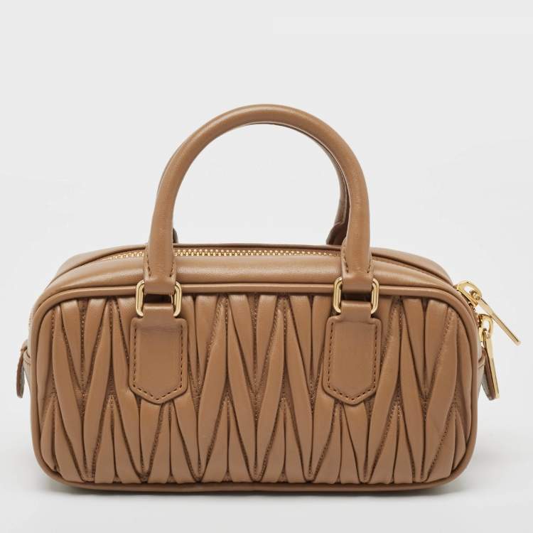 مملوكة مسبقًا Miu Miu Brown Matelassé Leather Arcadie Satchel