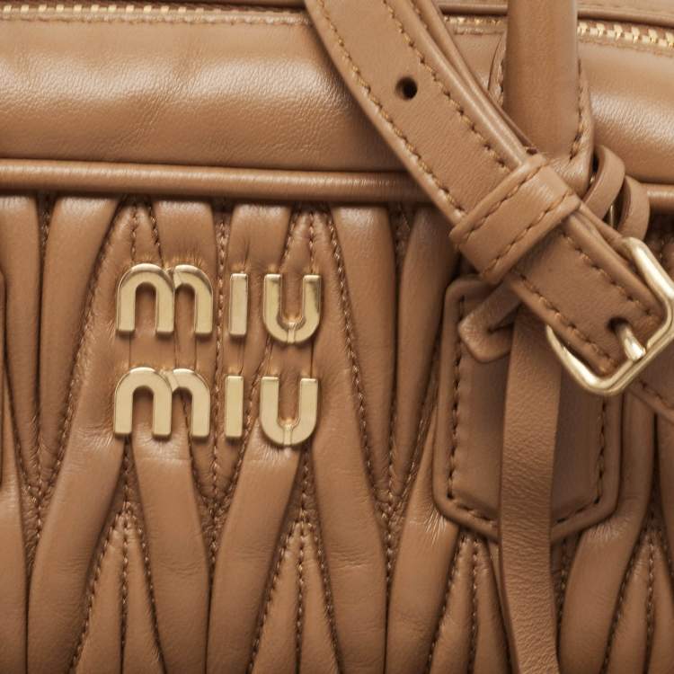 مملوكة مسبقًا Miu Miu Brown Matelassé Leather Arcadie Satchel