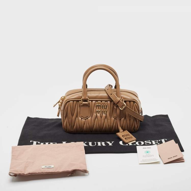 مملوكة مسبقًا Miu Miu Brown Matelassé Leather Arcadie Satchel