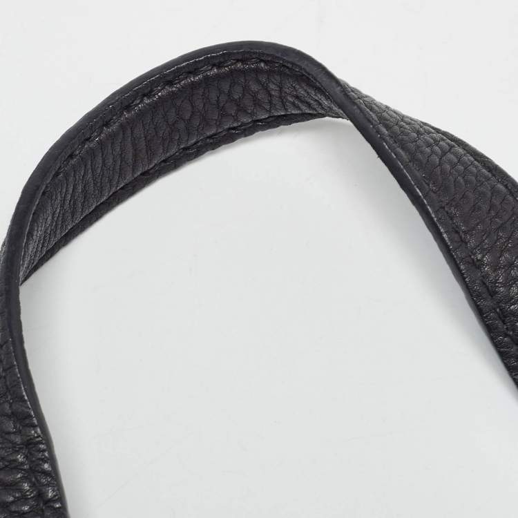 Pre Owned Miu Miu Black Soft Leather Double Zip Tote