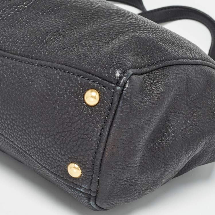 Pre Owned Miu Miu Black Soft Leather Double Zip Tote