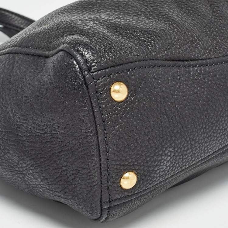 Pre Owned Miu Miu Black Soft Leather Double Zip Tote