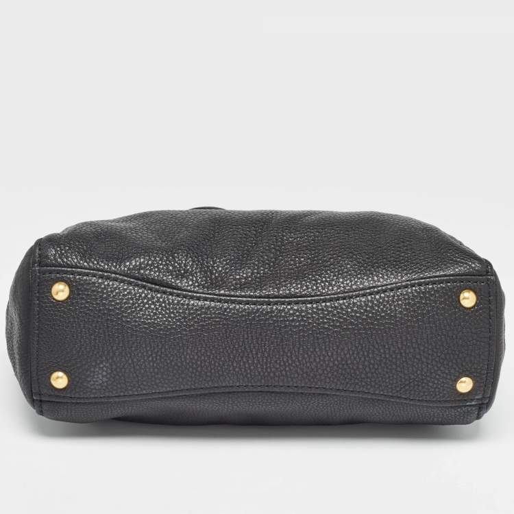 Pre Owned Miu Miu Black Soft Leather Double Zip Tote