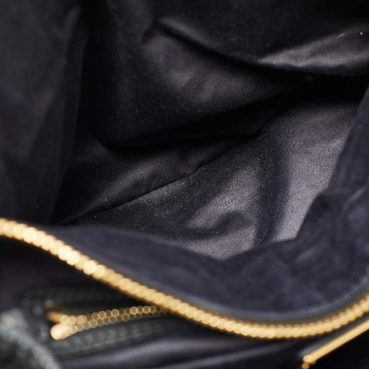 Pre Owned Miu Miu Black Soft Leather Double Zip Tote