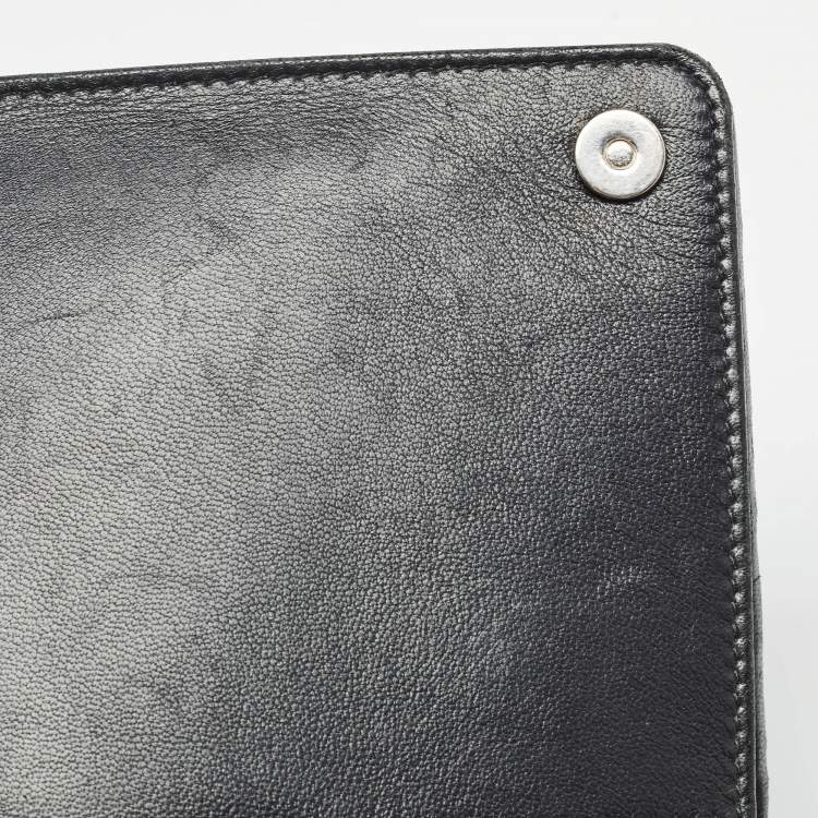 Pre Owned Miu Miu Black Matelassé Leather Chain Clutch Bag