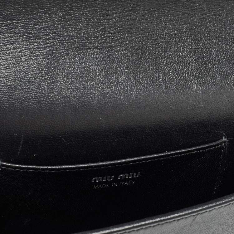 Pre Owned Miu Miu Black Matelassé Leather Chain Clutch Bag