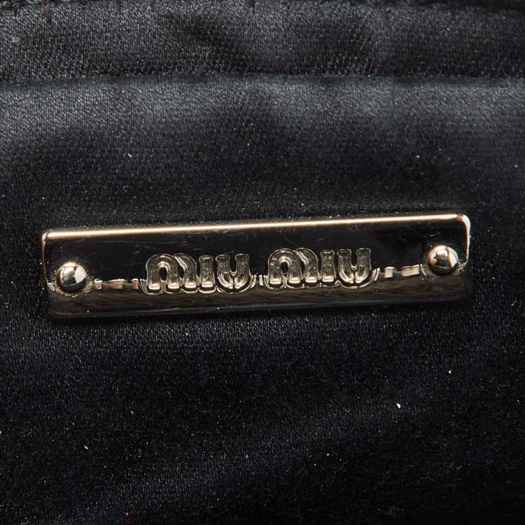 Pre Owned Miu Miu Silver Matelassé Leather Double Zip Crossbody Bag