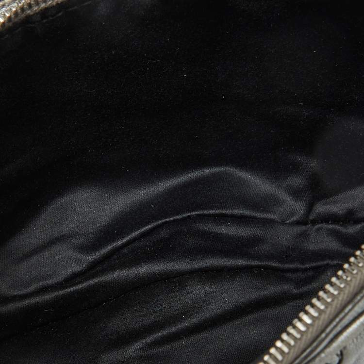 Pre Owned Miu Miu Silver Matelassé Leather Double Zip Crossbody Bag