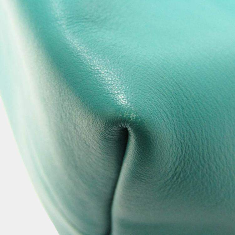 Pre Owned Miu Miu Green Leather Logo Chain Shoulder Bag
