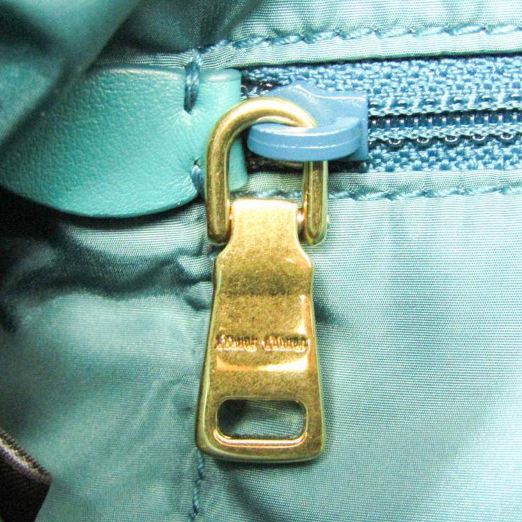 Pre Owned Miu Miu Green Leather Logo Chain Shoulder Bag