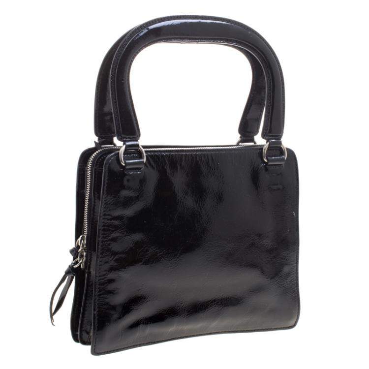 Pre Owned Miu Miu Black Patent Leather Tote