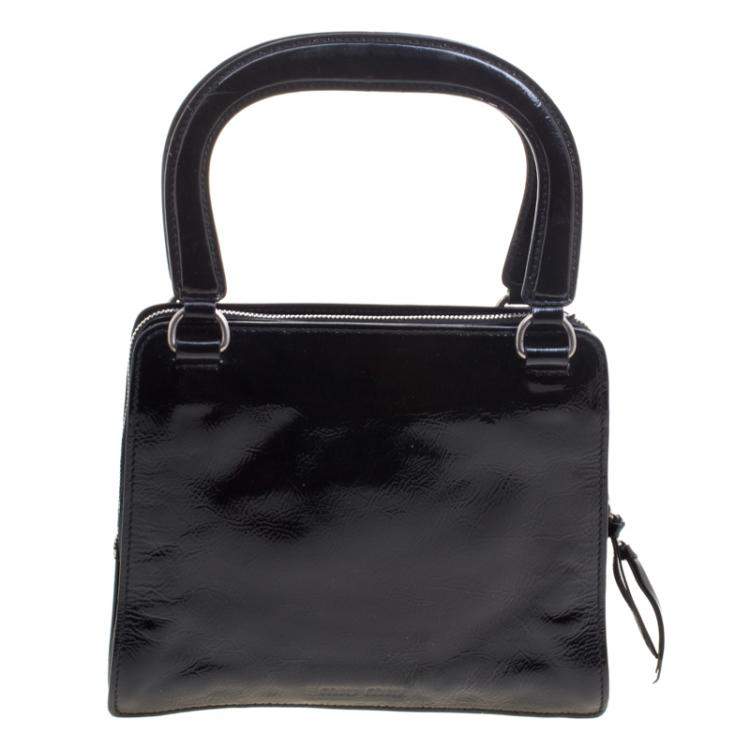 Pre Owned Miu Miu Black Patent Leather Tote