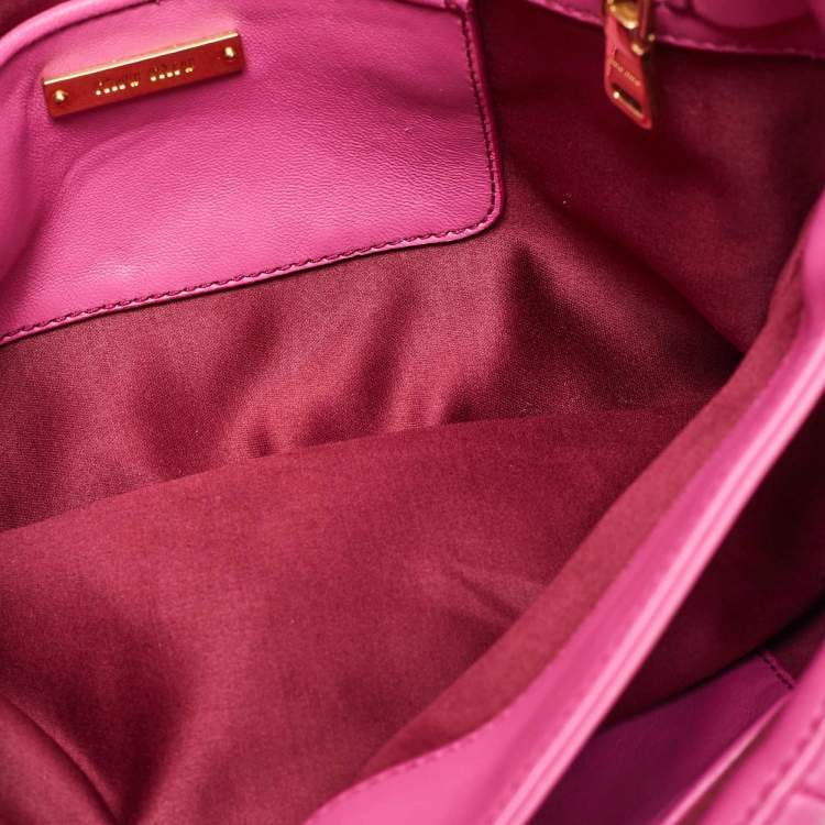 Pre Owned Miu Miu Pink Matelassé Leather Fold Over Crossbody Bag