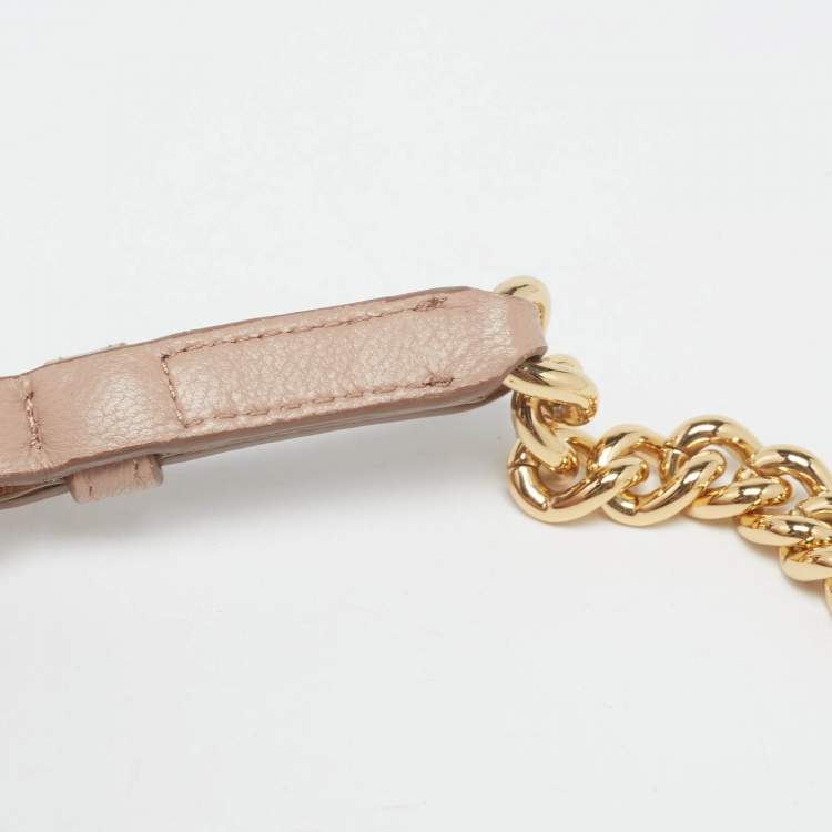 Pre Owned Miu Miu Beige Matelassé Leather Wallet On Chain