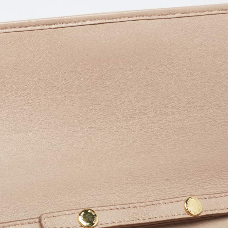 Pre Owned Miu Miu Beige Matelassé Leather Wallet On Chain