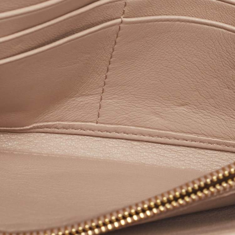 Pre Owned Miu Miu Beige Matelassé Leather Wallet On Chain